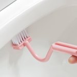 Pink V-shaped Toilet Brush: Multi-functional Household Cleaning Tool For Toilets Bathrooms And Floors - No-dead-corner Silicone