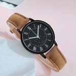 Casual Starry Dial Quartz Watch Rome Fashion Analog Pu Leather Wrist Watch For Women Men Teen Female