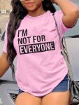 Letter Print T-Shirt Crew Neck Short Sleeve T-Shirt Casual Every Day Tops Women's Clothing