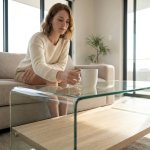 Tempered Glass Coffee Table With Oak Shelf