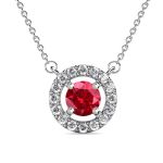 DESTINY Petal July ruby Birthstone Necklace With Swarovski Crystals