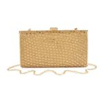 Goldair Gold Zigzag Pearl Diamante Clutch