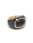 Goldair Gold & Black Modern Lined Oval Ring