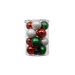 Bauble Glass Green White And Red 16PSC 8CM