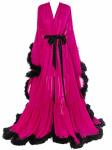 Molisa Womens Sexy Feather Bridal Robe Long Wedding Scarf Illusion Bathrobe Sleepwear Lingerie Robe Nightgown Fuchsia+black S m