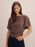Piper Cinched Flutter Sleeve Top - 18 Mink