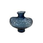 Round Ribbed Blue Bottle Vase 7X28CM