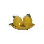 Lemon Shaped Salt And Pepper Set With Tray 6CM