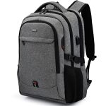 Duslang 17 Inch Travel Laptop Backpack Water Resistant College Backpack For Men Laptop Bag With USB Charging Port Light Grey