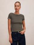 Rebecca Scallop Trim T-Shirt - XXL Thyme porcelain