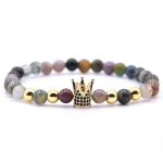 Natural Healing Stone Bracelet With Gold Crown