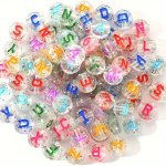 50 100 200 Pcs Clear Glitter Letter Beads Acrylic Loose Beads For Jewelry Making Fashion Diy Bracelets Necklaces Small Business