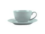 Embossed Lines Cups & Saucers Set Of 4 Mermaid Mist