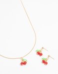 Goldair Gold Cherry Necklace & Earrings Set