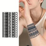 Arm Ring Geometric Polygonal Herbal Long Lasting Waterproof Tattoo Stickers Simulation Not Reflective Temporary Tattoo Stickers