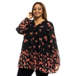 Donnay Plus Size Peplum Button Blouse - Floral