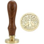 Brass Wax Seal Stamp With Wooden Handle - Tree Of Life - 25MM Diameter