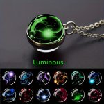 1PC 12 Constellation Pendant Necklace Starry Sky Luminous Glass Ball Pendant Necklace For Men Women