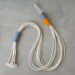 Mia Melange - Macrame - Ivory With Blue Grey & Mustard