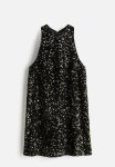 Sequined Sleeveless Dress - Dark Green