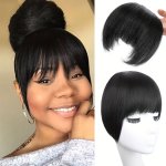 Elegant Yaki Straight Synthetic Hair Topper With Bangs - Thick Fluffy And Lightweight 8-INCH Clip-in Piece For Women