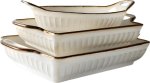 Generic 3-PIECE Ceramic Casserole & Baking Dish Set Cookware Collection Pack Of 3 Cook And Serve Casserole Set