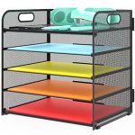 Letter Tray Paper Organizer 5-TIER Desk Organizer File Organizer Paper Holder With Handle Metal Desktop Document Shelf Tray Offi