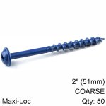 Kreg Blue Kote Pocket Hole Screws 51MM 2.00' 8 Coarse Thread Mx Loc 5 Kr SML-C2B-50 Livestainable
