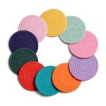 Ambielly Cotton Coasters For Drinks Cup Coaster Colorful Washable Table Protectors For Coffee Bar Home Decor 10PCS Value Pack 4.