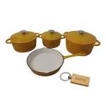 Smte Premium 7-PIECE Cast Iron Cookware Set+ Smte Keychain Cyber Yellow