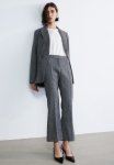 High-waisted Tailored Trousers - Grey Marl