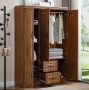 Wardrobe 3 Door Closet Wooden Armoire Storage Drawers Organizer Cabinet
