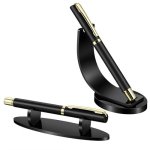 Ezymivs 2PCS Acrylic Pen Display Stand Black Acrylic Single Pen Holder Fountain Pens Holder Paintbrush Drying Rack For Home Offi