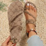 Women's Geometric Pattern Slide Sandals Casual Loop Toe Flat Summer Shoes Lightweight Slide Sandals