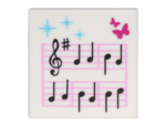 Parts Tile 2 X 2 With Groove With Music Notes And Butterflies Pattern 3068PB10589
