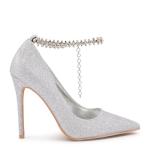 Silver Fine Glitter Court Shoe