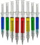 24 Piece Realistic Syringe Pens Retractable Fun Multi Color Novelty Pen