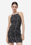 Draped Dress - Black Spotted