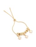 Goldair Gold Plated Beaded & Pink Genuine Shell Flower Inlay Charm Toggle Bracelet