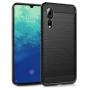 Zte Axon 10 Pro Ultra Slim Brushed Carbon Fibre Design Tpu Case Black