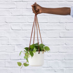 Emerson Leather Matte Hanging Pot - White Matt - 16CM Excl. Plant