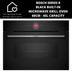 Bosch Series 8 - Black Built-in Microwave Grill Oven - 60CM - 45L Capacity