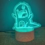 Monster LED Night Light - Rectangle Real Wood Base Warm White Light