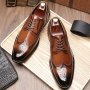 Men's Split Cow Leather Upper Wingtip Brogue Toe Oxford Shoes Comfy Non Slip Casual Durable Formal Shoes Men's Footwear