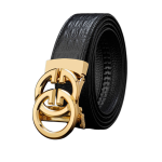 130CM Stylish Men's Luxury Genuine Leather Metal Alloy Buckle Belt