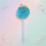 Rainbow Crown Blue Pom Pom Pen