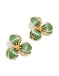Goldair Gold Green Three Petal Flower Stud Earrings