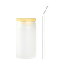 Cocktail Drinking Glasses With Bamboo Lid And Glass Straw 500ML