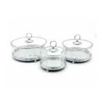 3 Piece Tray Set With Domes Silver