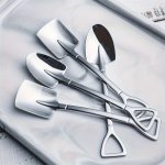 4PCS Stainless Steel Spade Spoon Set - Perfect For Desserts Watermelon Fruit & Ice Cream - Durable Rust-resistant Portable - Ide